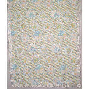 Vintage Reigel Satin Trim Baby Blanket Unicorn Magic Dragon Butterflies Castle